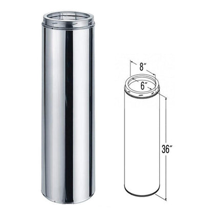 6" x 36" DuraTech Stainless Steel Chimney Pipe - 6DT-36SS