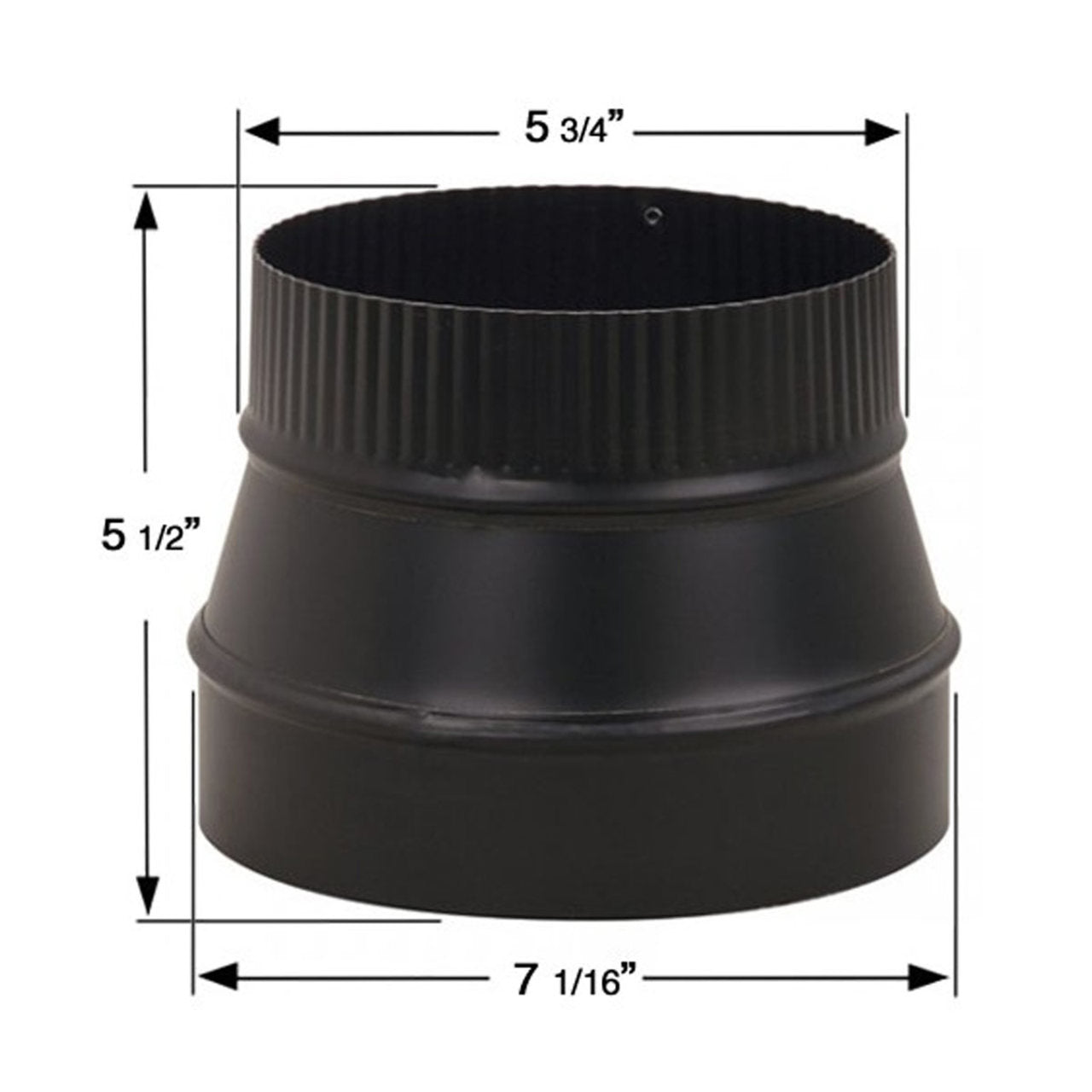 7" to 6" 24-Ga. Snap-Lock Black Reducer