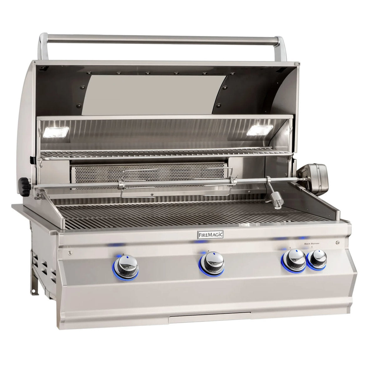 FireMagic A790i Aurora 36" Built-In Grill with Rotisserie Backburner, Infrared Burner and Magic View Window, LP-NG - A790I8LA-W