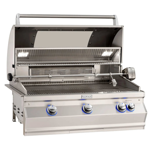 FireMagic A790i Aurora 36" Built-In Grill with Rotisserie Backburner and Magic View Window, NG-LP - A790I8EA-W