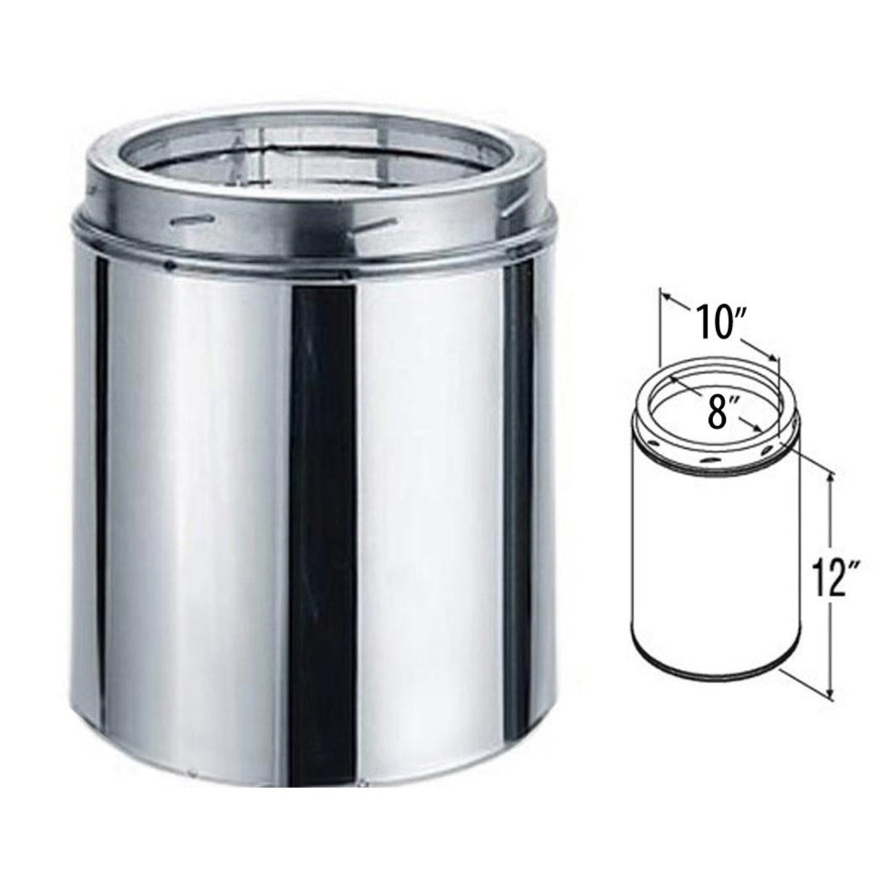 8" x 12" DuraTech Stainless Steel Chimney Pipe - 8DT-12SS