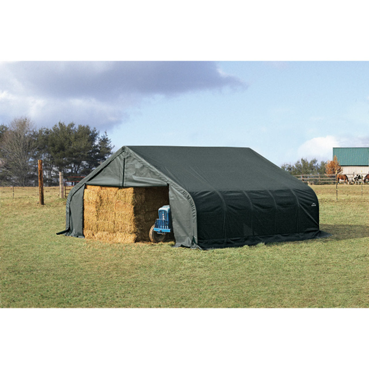 ShelterLogic 22' x 20' x 12' Hunter Green Double Wide Garage - 82044