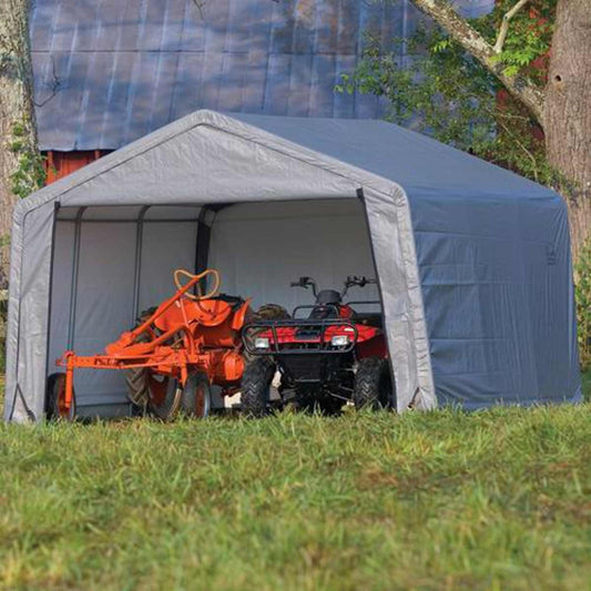ShelterLogic 12' x 12' x 8' Heavy-Duty Storage Shed-in-a-Box in Gray- 70443