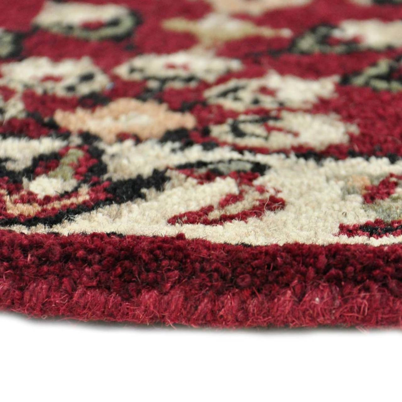 44" Red with Beige Hand Tufted Wool Hearth Rug