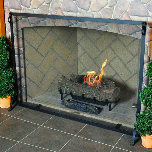 Pilgrim Forged Iron Fireplace Screen - Matte Black 44" x 33"