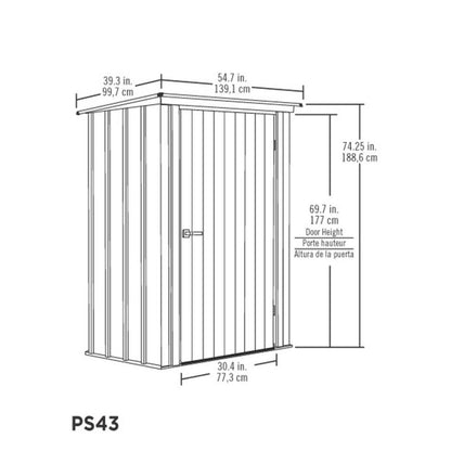 Spacemaker 4 x 3 Patio Shed - Flute Gray and Anthracite