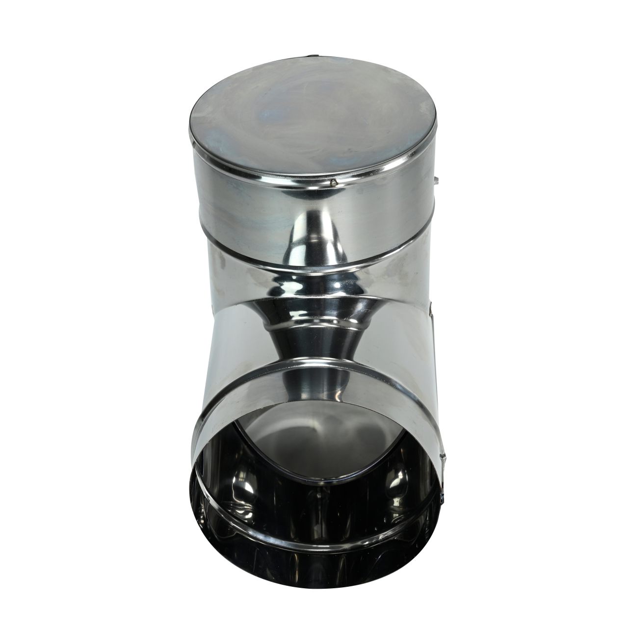 6" DuraBlack Stainless Steel Tee w/Clean-Out Cap - 6DBK-TSS