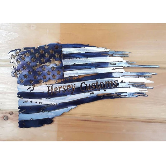 16" Decorative Metal Art - Customizable Tattered Flag