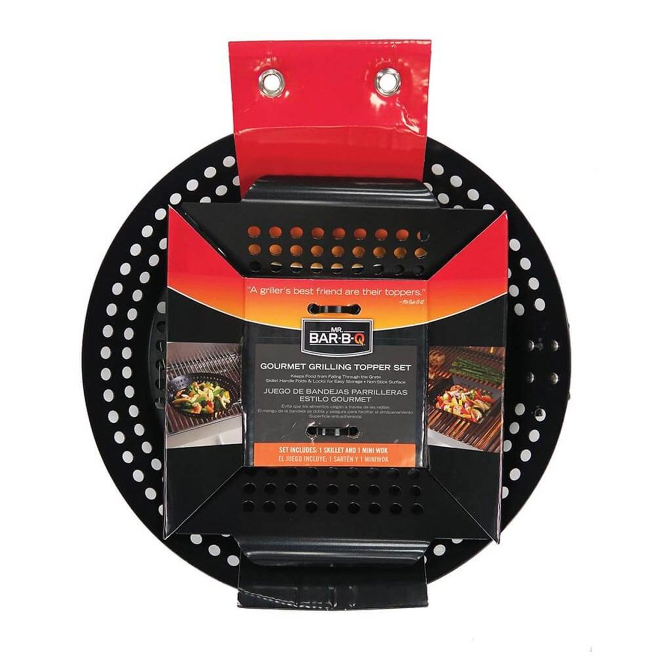 2 Piece Black Gourmet Grill Skillet & Mini Wok Set