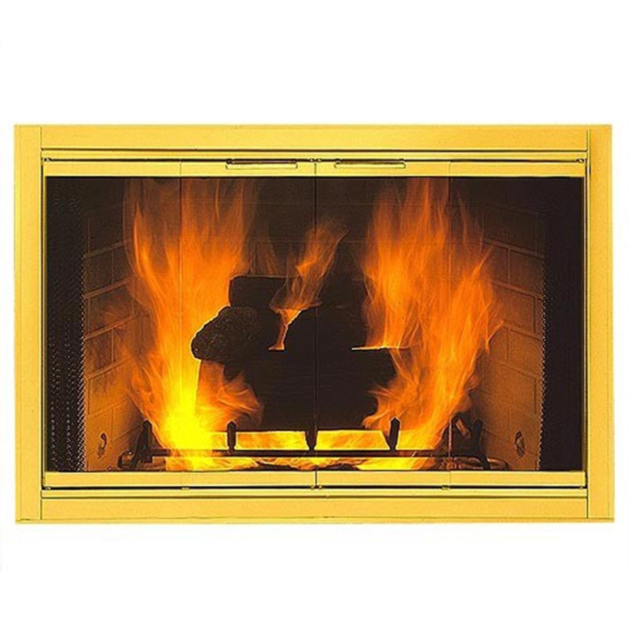 Polished Brass Solid Fireview Stock Masonry Fireplace Door