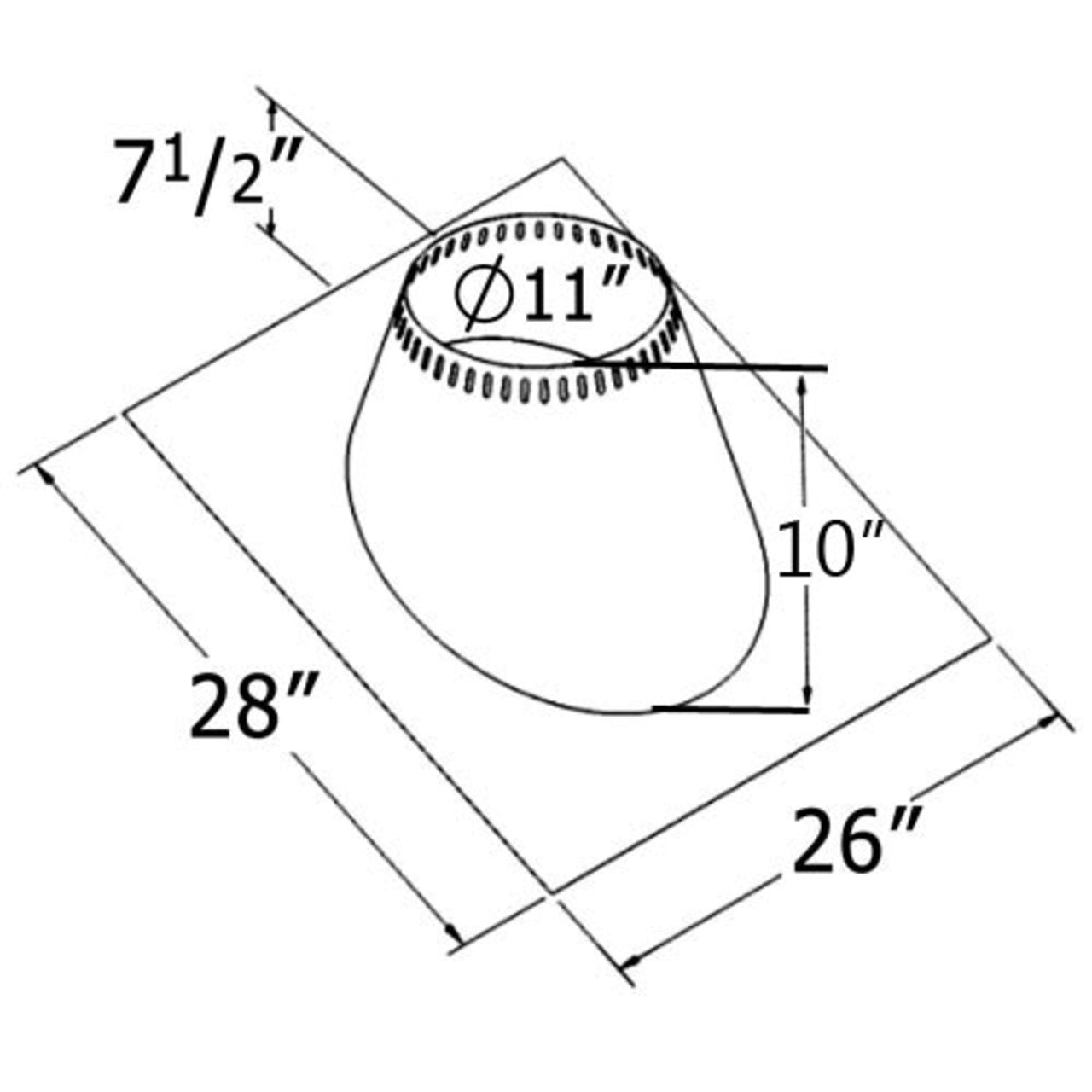 Shasta Vent 8 Inch Ventilated Roof Flashing - 6 Pitch