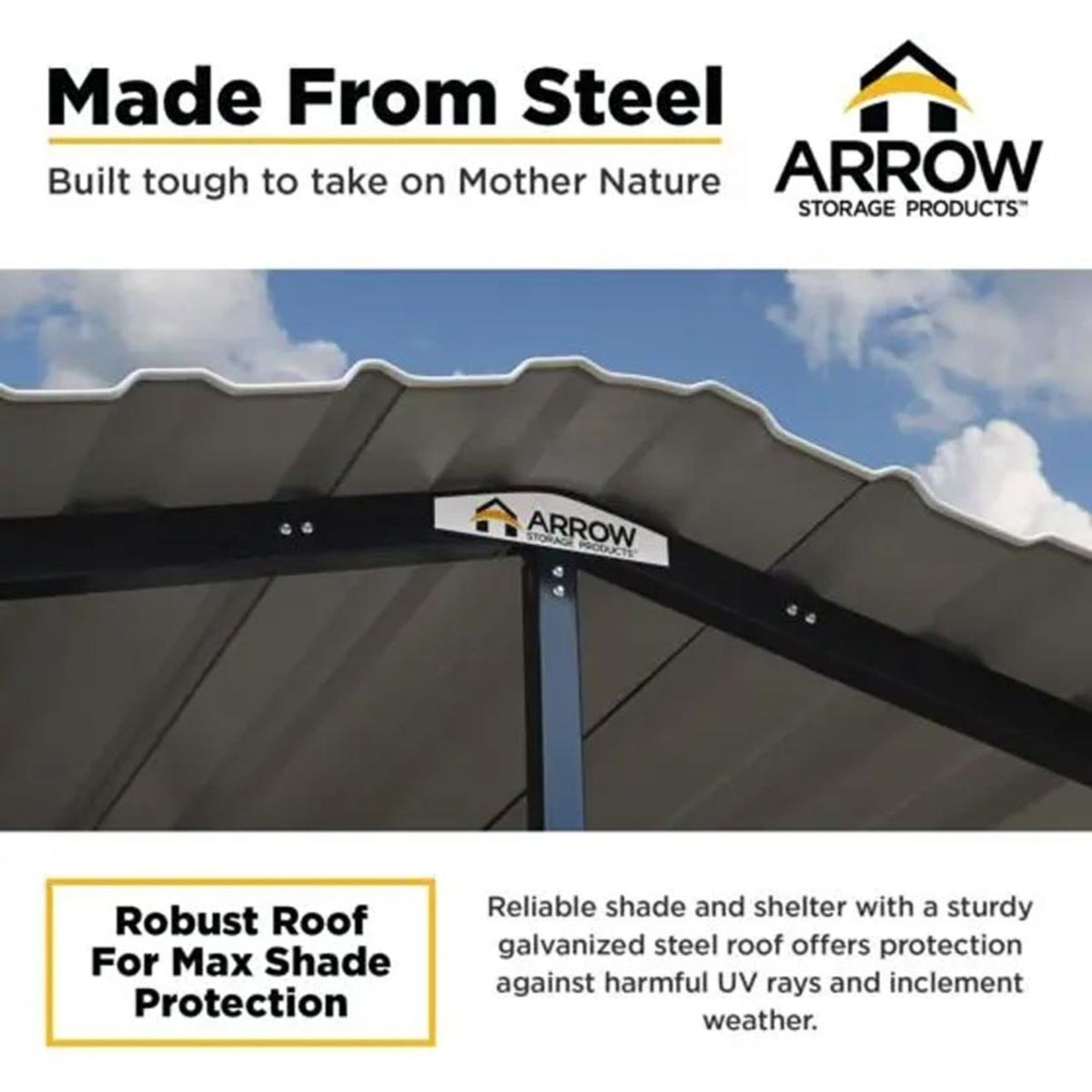 Arrow Carport 10x15x7 Ft. - Eggshell